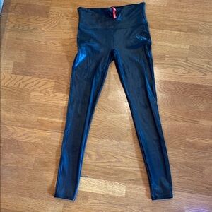SPANX Black High-Waisted Faux Leather Leggings Size Small